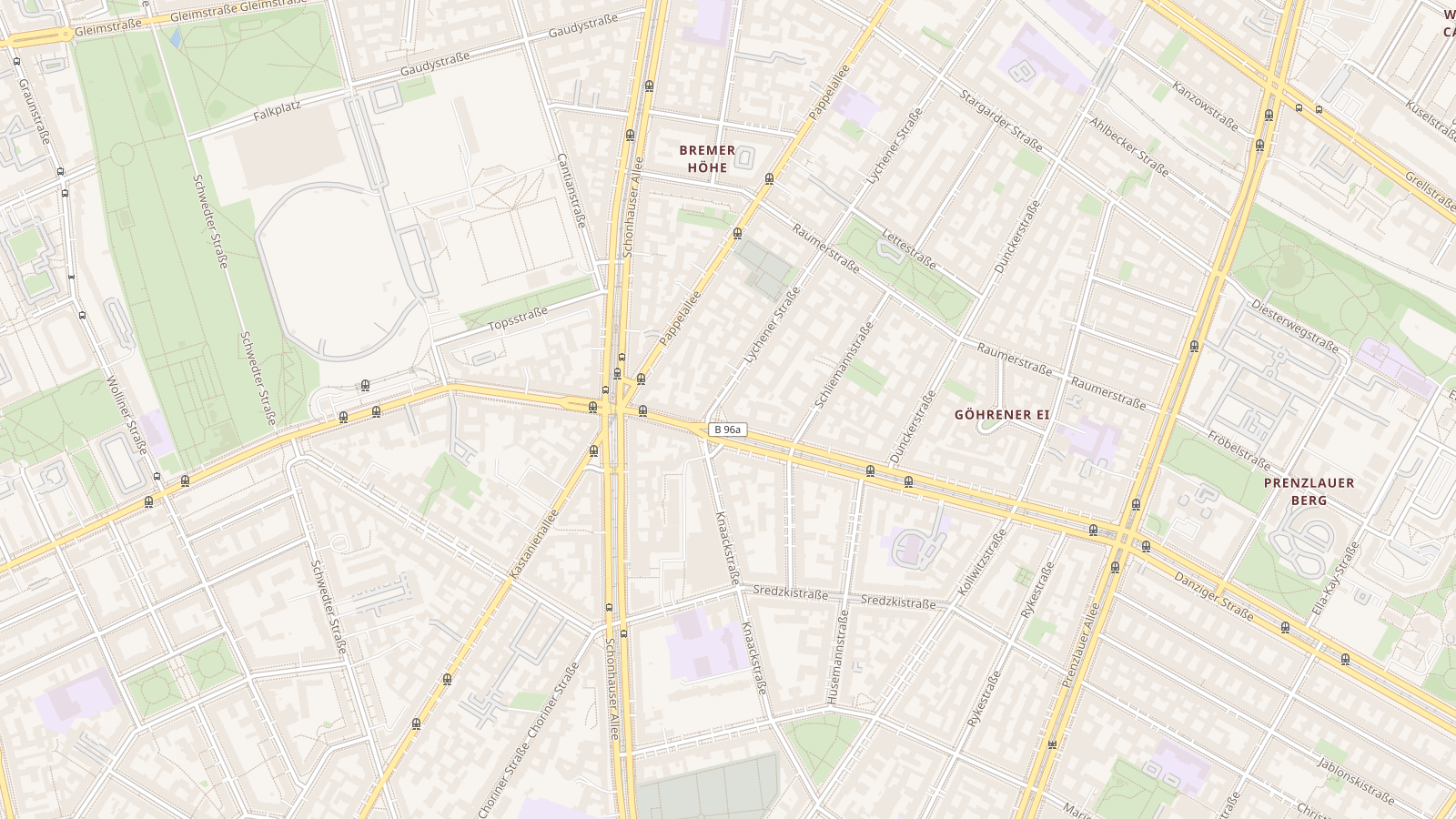 The area around our office, Lychener Straße 2, 10437 Berlin